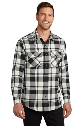 B93) W668 Port Authority Plaid Flannel Shirt - SHEARCORE